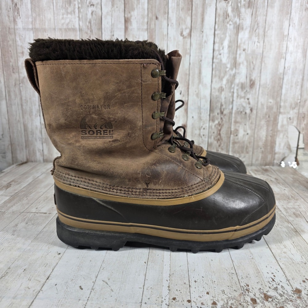Sorel Dominator Mens Brown Leather Rubber Insulated Snow Duck Boots Canada 11
